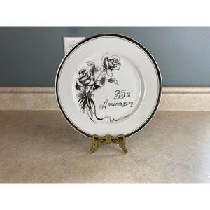 Gift Craft 25th Silver Wedding Anniversary 8.25" Ceramic Serving Platter Plate